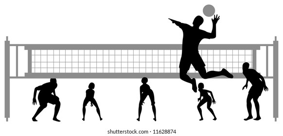 volleyball game silhouette vector 2