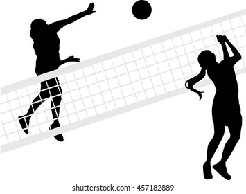 Volleyball Game Silhouette Vector Stock Vector (Royalty Free) 457182889