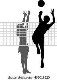 Volleyball Two Women Ball Silhouette Vector Stock Vector (royalty Free 