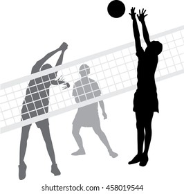 バレーボール2人の女性とボールシルエットベクター画像 のベクター画像素材 ロイヤリティフリー Shutterstock