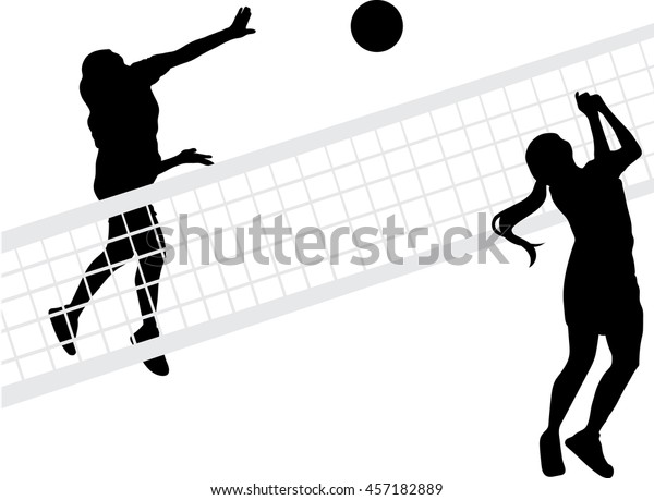 Volleyball Game Silhouette Vector Stock Vector (Royalty Free) 457182889 ...