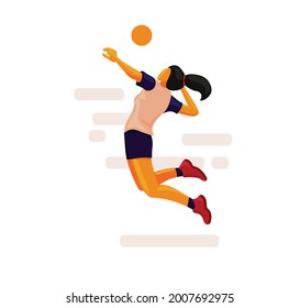 volleyball Girl player hits the ball vector