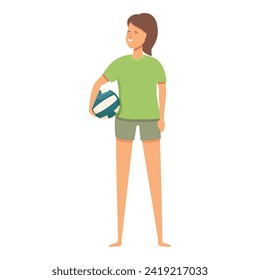 Volleyball girl player icon cartoon vector. Sport team. Field fun kid