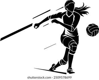 Volleyball girl player silhouette - Women Volleyball play	
