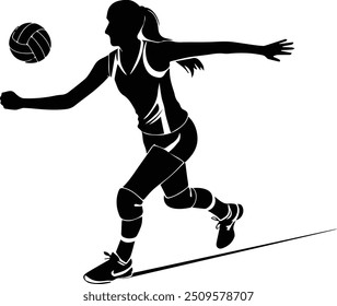 Silueta del jugador de voleibol de la muchacha - juego de voleibol de las mujeres	
