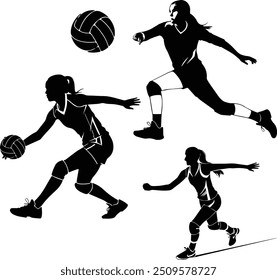 Silueta del jugador de voleibol de la muchacha - juego de voleibol de las mujeres	
