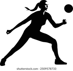 Silueta del jugador de voleibol de la muchacha - juego de voleibol de las mujeres	
