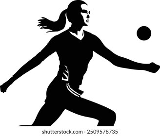 Silueta del jugador de voleibol de la muchacha - juego de voleibol de las mujeres	
