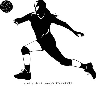 Silueta del jugador de voleibol de la muchacha - juego de voleibol de las mujeres	
