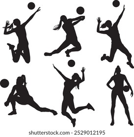 Volleyball Girl Player, Sport Girl Silhouette, Volleyball Cut Files