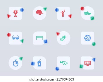 volleyball glass morphism trendy style icons. volleyball transparent glass color vector icon with color figures. for web and ui design, mobile apps and promo business advertising