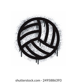 Volleyball graffiti spray painted black on white.