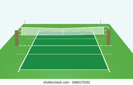 Volleyball Green Court. Vector Illustration