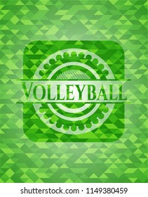 Volleyball green emblem. Mosaic background