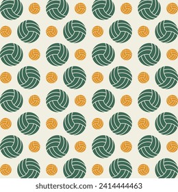 Volleyball green yellow concept trendy repeating pattern vector illustration background