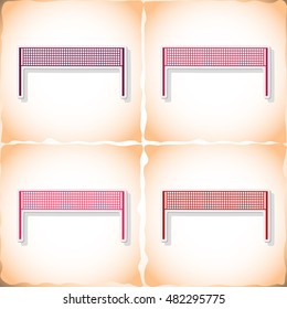 Volleyball grid. Flat sticker with shadow on old paper. Vector illustration