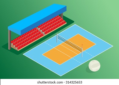 Volleyball Ground Outdoor Stadium Ball On Stock Vector (Royalty Free ...