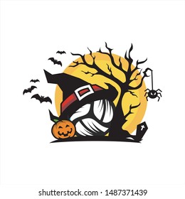 Volleyball Halloween Tree Moon Logo