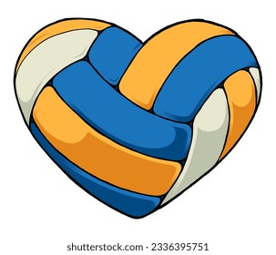 Volleyball heart. Heart colored like volleyball isolated.