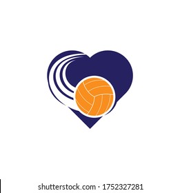 Volleyball heart shape concept logo. Volleyball ball logo design.