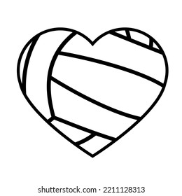 Volleyball heart vector illustration. Love sport play. Ball isolated object on white background
