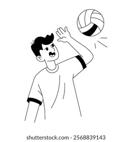 Volleyball hitting face of a character illustration in hand drawn style 

