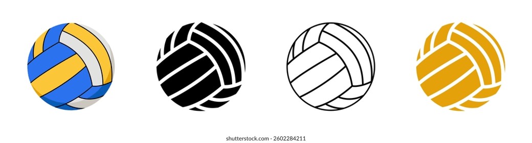 Volleyball icon. Four variations of a volleyball design.