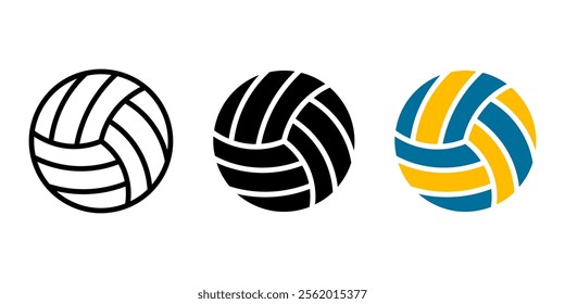 Volleyball icon. Game ball competition sign. Sport equipment symbol. Volley pictogram. Beach game illustration.