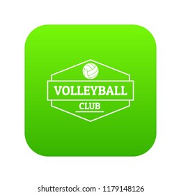 Volleyball icon green vector isolated on white background