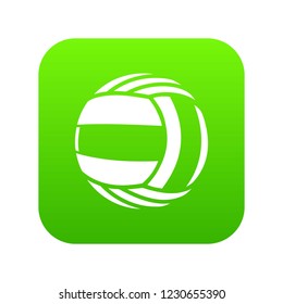 Volleyball icon green vector isolated on white background