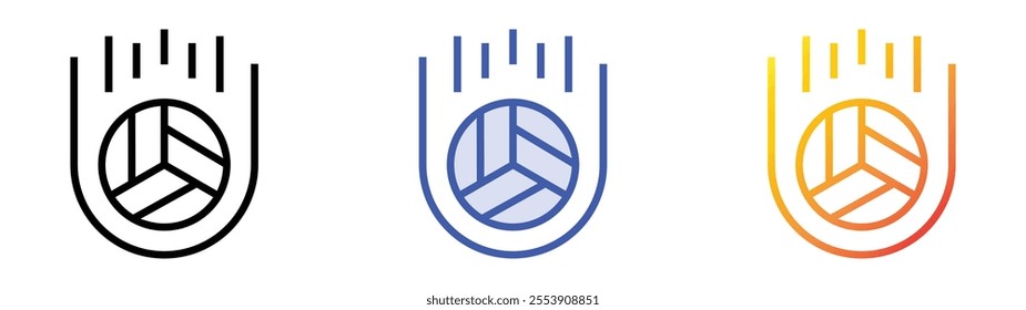 volleyball icon. Linear, Blue Fill and Gradient Style Design Isolated On White Background