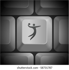 Volleyball Icon on Computer Keyboard Original Illustration