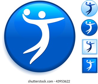 Volleyball Icon on Internet Button Original Vector Illustration