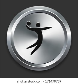 Volleyball Icon on Metallic Button Collection