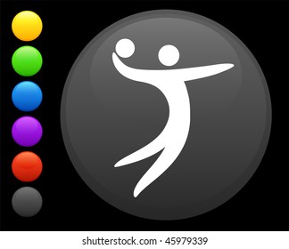 volleyball icon on round internet button original vector illustration 6 color versions included