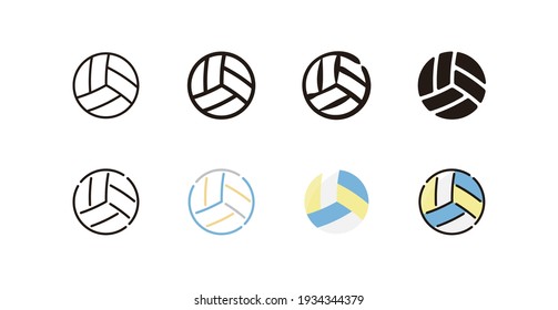 Volleyball Icon Set (8 verschiedene Vektorsymbol-Set)