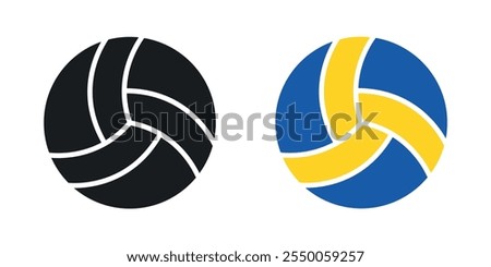 Volleyball icon set in black and colored version