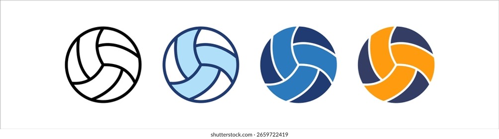 Conjunto de ícones de vôlei Coleção de estilos múltiplos