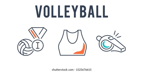 volleyball icon set - vector