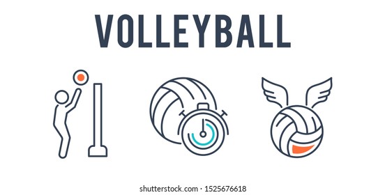 volleyball icon set - vector