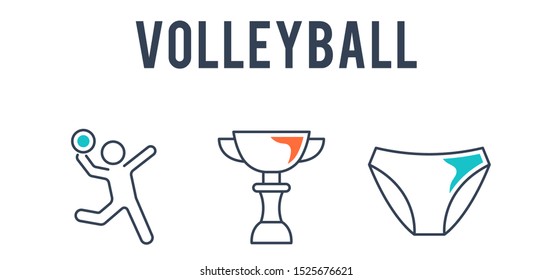 volleyball icon set - vector