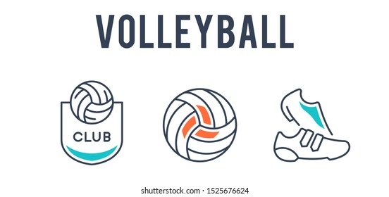 volleyball icon set - vector