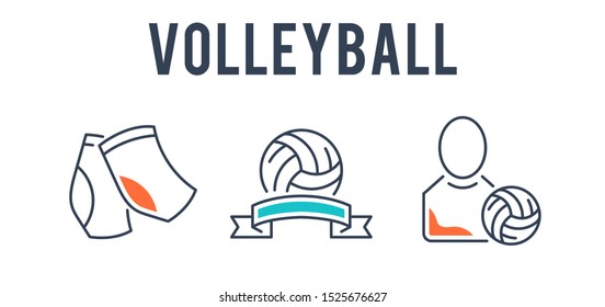 volleyball icon set - vector