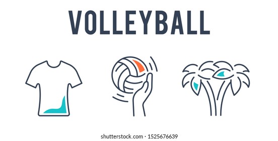 volleyball icon set - vector