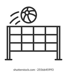 Volleyball icon, Summer game outline icon, editable vector illustration and transparent graphic element. Isolated on white background