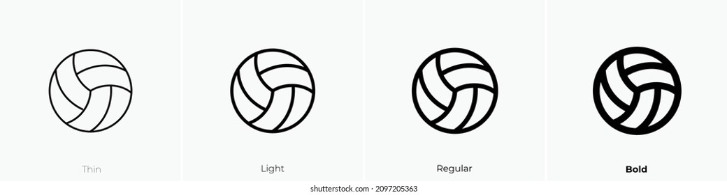 volleyball icon. Thin, Light Regular And Bold style design isolated on white background