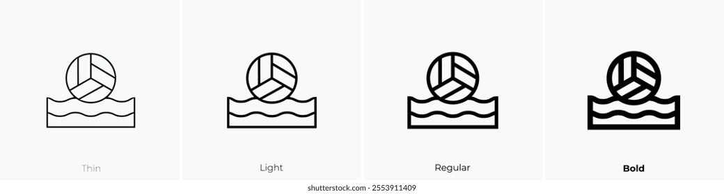 volleyball icon. Thin, Light Regular And Bold style design isolated on white background