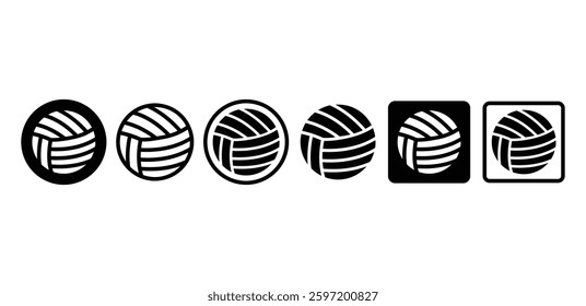 Volleyball Icon Vector Design Black White Color Illustration Set 