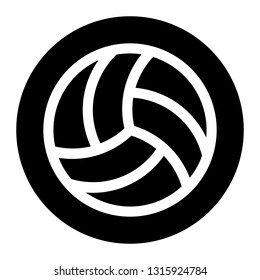Volleyball icon vector on black circle. White background
