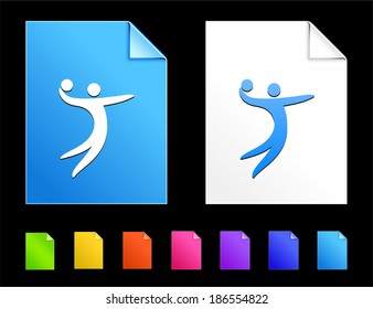 Volleyball Icons on Colorful Paper Document Collection